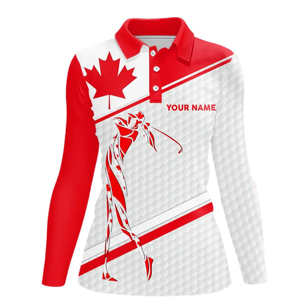 Maxcorners Personalized Canadian flag patriotic golf white Mens golf polo shirts custom mens golf wears