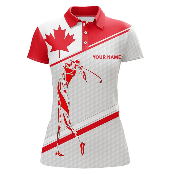 Maxcorners Personalized Canadian flag patriotic golf white Mens golf polo shirts custom mens golf wears