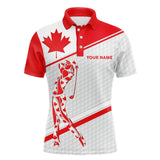 Maxcorners Personalized Canadian flag patriotic golf white Mens golf polo shirts custom mens golf wears