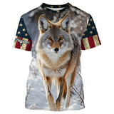 Maxcorners Coyote Hunting american flag patriotic Custom Name 3D All over print shirts LM2608