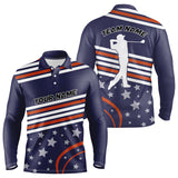 Maxcorners Red, white and blue stars Golf Polo Shirts For Men custom patriotic mens golf tops