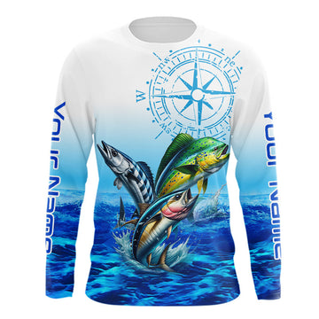 Maxcorners Custom Mahi Mahi, Wahoo, Tuna Ocean Performance Fishing Shirt, Compass Offshore Tournament Shirts LM1501