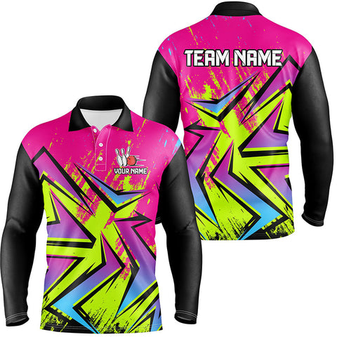 Maxcorners Colorful Bowling Jersey Customized Name, Team Name 3D Shirt