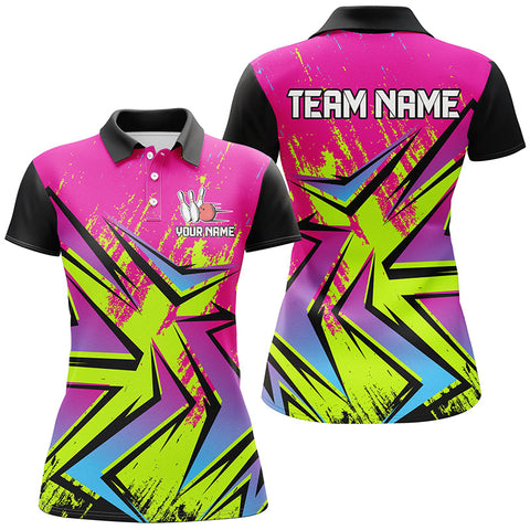 Maxcorners Colorful Bowling Jersey Customized Name, Team Name 3D Shirt