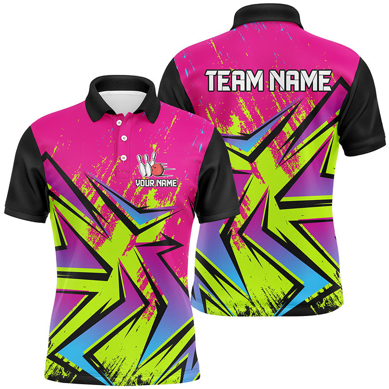 Maxcorners Colorful Bowling Jersey Customized Name, Team Name 3D Shirt