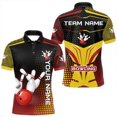 Maxcorners Yellow and Red pattern Bowling shirts For Men Custom Team Bowling Jerseys, Gift For Bowler LM1112