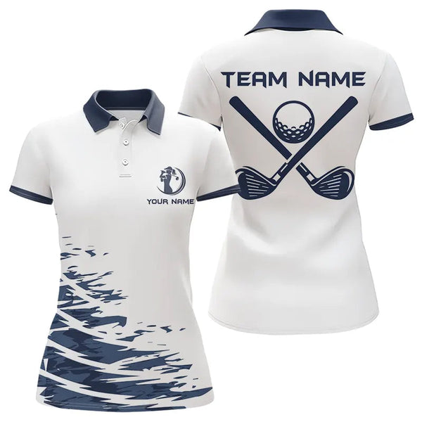 Maxcorners Blue And White Mens Golf Polo Shirts Custom Golf Attire For Mens And Women  Personalized Golf Gifts