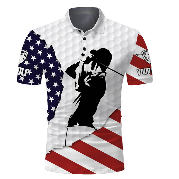 Maxcorner Customized Name Golf American Flag Patriotic 3D Polo Shirt