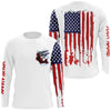 Maxcorners American flag Largemouth Bass fishing personalized patriotic UV Protection long sleeve Fishing Shirts LM0201