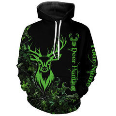 Maxcorners Deer Hunting Green Camo Customize Name 3D All Over Printed Shirts Personalized Deer Hunting gifts LM2608