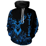Maxcorners Deer Hunting Blue Camo Customize Name 3D All Over Printed Shirts Personalized Hunting gift LM2608