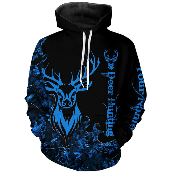 Maxcorners Deer Hunting Blue Camo Customize Name 3D All Over Printed Shirts Personalized Hunting gift LM2608
