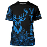 Maxcorners Deer Hunting Blue Camo Customize Name 3D All Over Printed Shirts Personalized Hunting gift LM2608