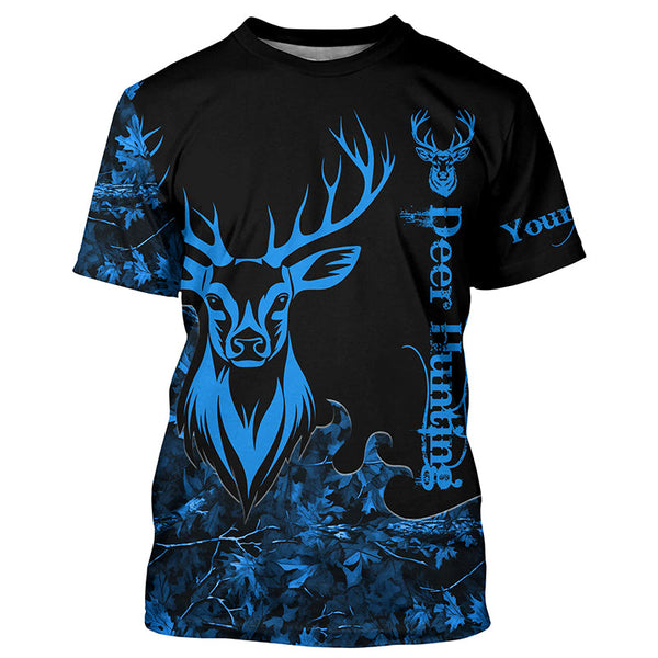 Maxcorners Deer Hunting Blue Camo Customize Name 3D All Over Printed Shirts Personalized Hunting gift LM2608