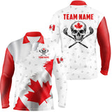 Maxcorners Canadian Flag Golf Clubs Skull Golf Camo Men golf polo shirts Custom Patriotic Golf Team Jerseys