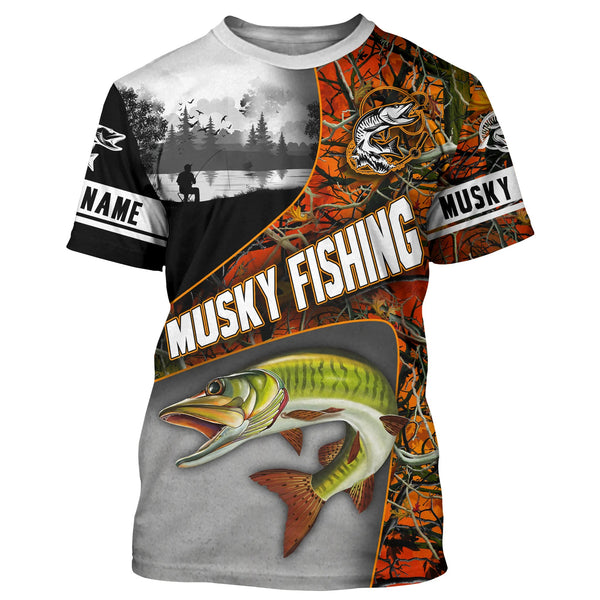 Maxcorners Musky ( muskie) Halloween Fishing Customize Name 3D Shirts