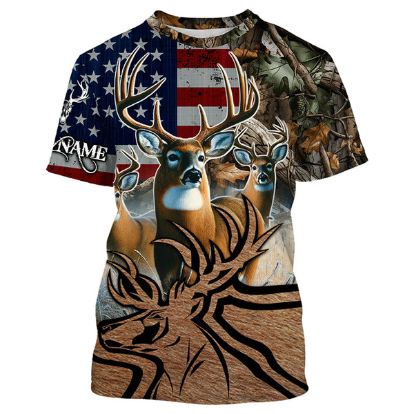 Maxcorners American Deer hunting camouflage shirt Customize Name 3D All Over Printed Shirts LM2608