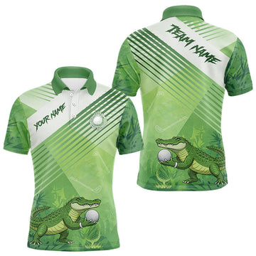 Funny Alligator Golf polo shirt for men Custom Alligator golf outfit men, funny golf gifts | Green
 LM1203