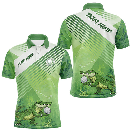 Funny Alligator Golf polo shirt for men Custom Alligator golf outfit men, funny golf gifts | Green
 LM1203