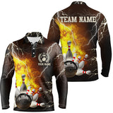 Maxcorners Bowling Flame Lightning Thunder Customized Name And Team Name 3D Shirt