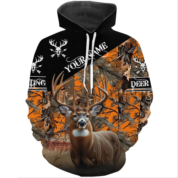 Maxcorners Deer Hunting orange Camo Customize Name 3D All Over Printed Shirts Hunting gift LM2608