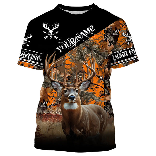Maxcorners Deer Hunting orange Camo Customize Name 3D All Over Printed Shirts Hunting gift LM2608
