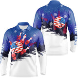 Maxcorners Christmas Bowling Santa Pins American Flag Customized Name And Team Name 3D Shirt