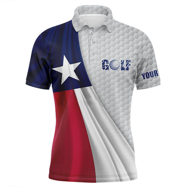 MaxCorners Golfs Texas Flag White Golf Ball Skin Customized Name 3D Polo Shirt For Men