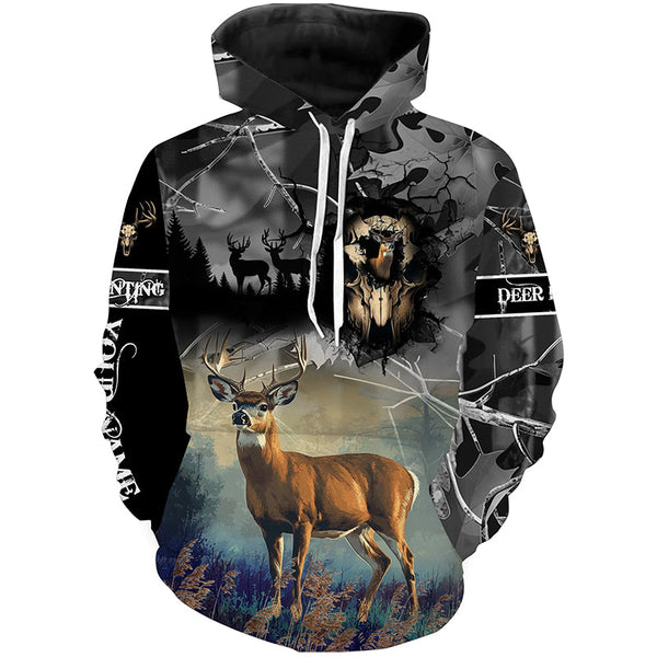 Maxcorners Deer hunting Skull camo Custom Name 3D All over print shirts - personalized hunting gifts - LM2608