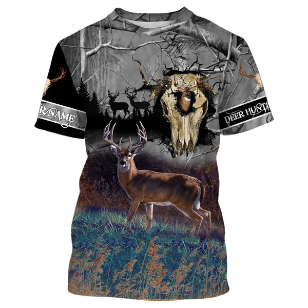 Maxcorners Custom Name Deer Hunting Skull Camo 3D All Over Printed Clothes