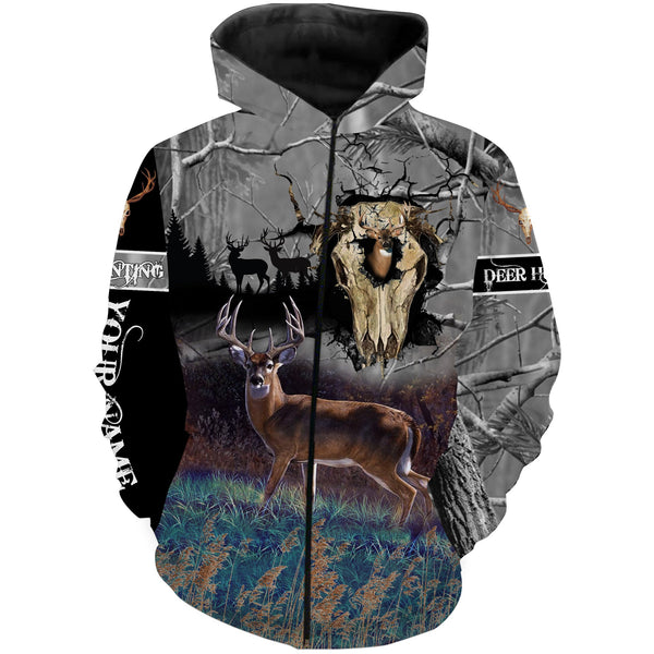 Maxcorners Custom Name Deer Hunting Skull Camo 3D All Over Printed Clothes