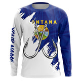 Maxcorners Montana flag MT Fishing Fish Hook UV protection custom long sleeve Patriotic fishing apparel MT2108