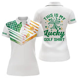 Maxcorners Irish American Flag Men And Women Golf Polo Shirts Custom St Patrick Day This Is My Lucky Golf Shirt