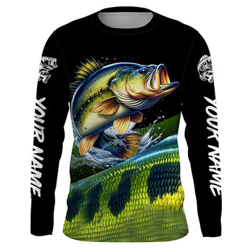 Maxcorners Custom Largemouth bass Fishing Jerseys, Personalized bass Fishing scales fishing Long sleeve shirts LM0201