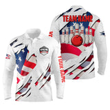 Maxcorners American Flag Patriotic Bowling Ball & Pins Customized Name And Team Name 3D Shirt