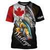 Maxcorners Walleye UV protection long sleeves fishing shirt Canada flag patriot Customize walleye fisherman gifts MT2108