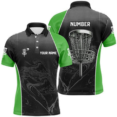 Maxcorners Black camo Mens disc golf polo shirts custom team disc golf basket jerseys, unique golf gifts | Green MT0510