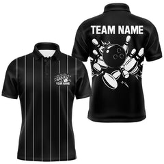 Maxcorners Black and White Plaid Bowling Polo, Quarter Zip shirts For Men Custom Bowling Team Uniform Jersey LM1610
