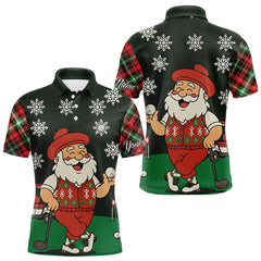 Maxcorners Funny Santa Golf Christmas plaid pattern polo golf shirts for men custom mens golf outfit for team MT1511