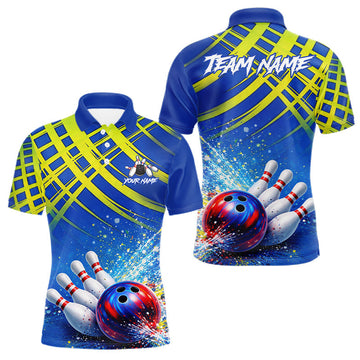 Maxcorners Personalized Blue And Green Bowling shirts for men bowling team league jerseys, bowling gifts for men LM1501