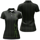 Max Corners Green Stripes Black Golf Tops Customized Name 3D Golf Polo Shirt For Women