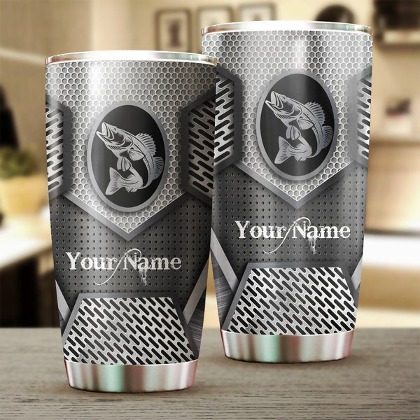 Maxcorners Walleye Fishing Steel Pattern Stainless Steel Fishing Tumbler Customize Name