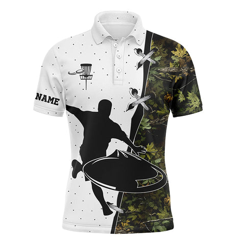 Maxcorners Mens disc golf polo shirt camouflage custom name disc golf team shirt, disc golf gifts MT0510