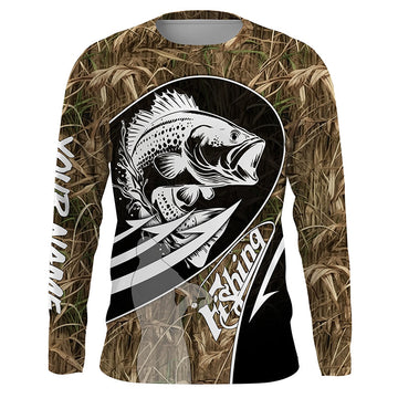 Maxcorners Largemouth Bass fishing tattoo camo fishing Custom Name Long sleeve, Long Sleeve Hooded Fishing Shirt - LM0201