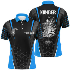 Maxcorners Mens disc golf polo shirt custom disc golf shirt, disc basket golf gifts for mens | Blue MT0510