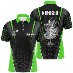 Maxcorners Mens disc golf polo shirt custom disc golf shirt, disc basket golf gifts for mens | Green MT0510