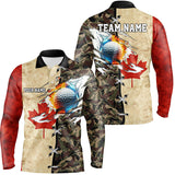 Maxcorners Golf Canadian Flag Camo Customized Name 3D Polo Shirt Unisex