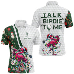 Maxcorners Funny Pink Flamingo Green Christmas Golf Jersey Customized Name 3D Shirt Unisex