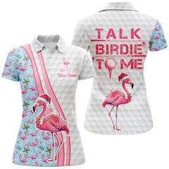 Maxcorners Funny Pink Flamingo Blue Christmas Golf Jersey Customized Name 3D Shirt Unisex