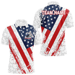 Maxcorners Red, white & blue American Flag Bowling Shirts For Men Custom patriotic Bowling Team Jersey LM1812